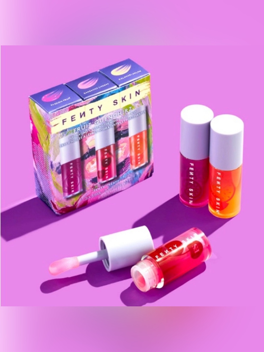 Fenty Fruit Quench'rz Hydrating and Strengthening Lip Oil Trio NIB Limited Ed.